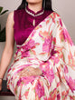 Load image into Gallery viewer, Pink Floral Printed Satin Silk Saree with Fully Stitched Adjustable Natural Silk Blouse &amp; Lace Detailing – Party &amp; Festive Wear ClothsVilla
