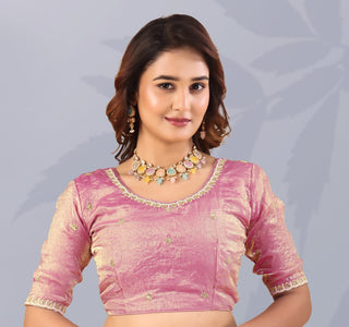 Pink Frendi Silk Saree with Sequins Work ClothsVilla