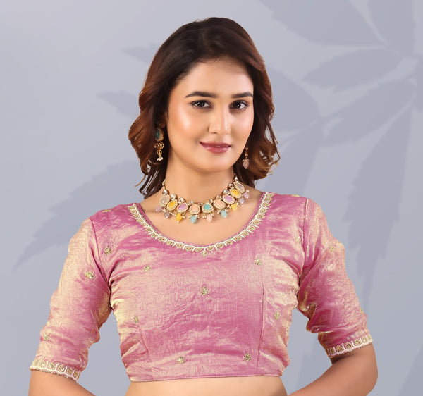 Pink Frendi Silk Saree with Sequins Work ClothsVilla