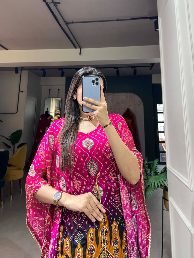 Pink Gaji Silk Kaftan - Effortless Elegance for Every Occasion ClothsVilla
