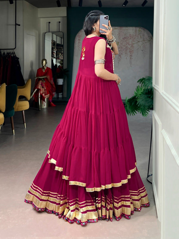 Pink Gamthi Mirror Work Lehenga set ClothsVilla