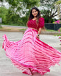 Load image into Gallery viewer, Pink Georgette Lehenga &amp; Blouse Set with Lahariya Print &amp; Mirrorwork ClothsVilla