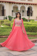 Load image into Gallery viewer, Pink Georgette Lehenga Choli with Koti Shrug ClothsVilla