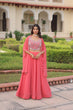 Load image into Gallery viewer, Pink Georgette Lehenga Choli with Koti Shrug ClothsVilla