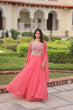 Load image into Gallery viewer, Pink Georgette Lehenga Choli with Koti Shrug ClothsVilla