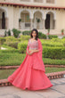 Load image into Gallery viewer, Pink Georgette Lehenga Choli with Koti Shrug ClothsVilla