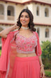 Load image into Gallery viewer, Pink Georgette Lehenga Choli with Shrug ClothsVilla