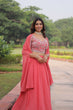 Load image into Gallery viewer, Pink Georgette Lehenga Choli with Shrug ClothsVilla