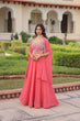 Load image into Gallery viewer, Pink Georgette Lehenga Choli with Koti Shrug ClothsVilla