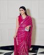 Load image into Gallery viewer, Pink Georgette Saree with Sequins, Thread &amp; Dori Work Paired with Unstitched Japan Satin Blouse ClothsVilla