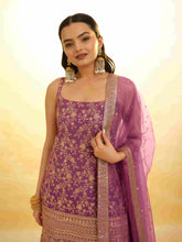 Load image into Gallery viewer, Pink Georgette Suit with Embroidery and Shantoon Bottom ClothsVilla