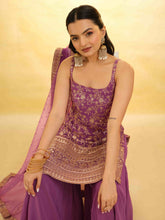 Load image into Gallery viewer, Pink Georgette Suit with Embroidery and Shantoon Bottom ClothsVilla