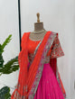 Load image into Gallery viewer, Pink Glamorous Faux Georgette Lehenga Choli with Dual Dupatta Thread &amp; Sequin Embroidery  Premium Festive Wear ClothsVilla