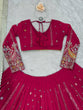 Load image into Gallery viewer, Pink Glamorous Faux Georgette Lehenga Set with Sequins &amp; Thread Embroidery ClothsVilla