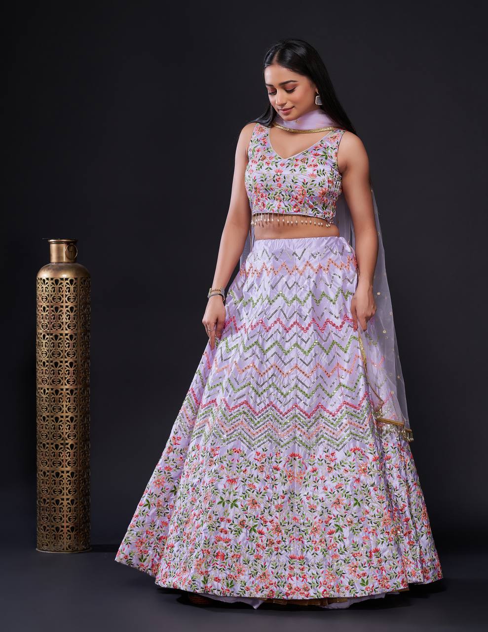 Pink Glamorous Heavy Satin Silk Lehenga Set with Exquisite Detailing ClothsVilla Main image