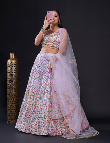 Pink Glamorous Heavy Satin Silk Lehenga Set with Exquisite Detailing ClothsVilla
