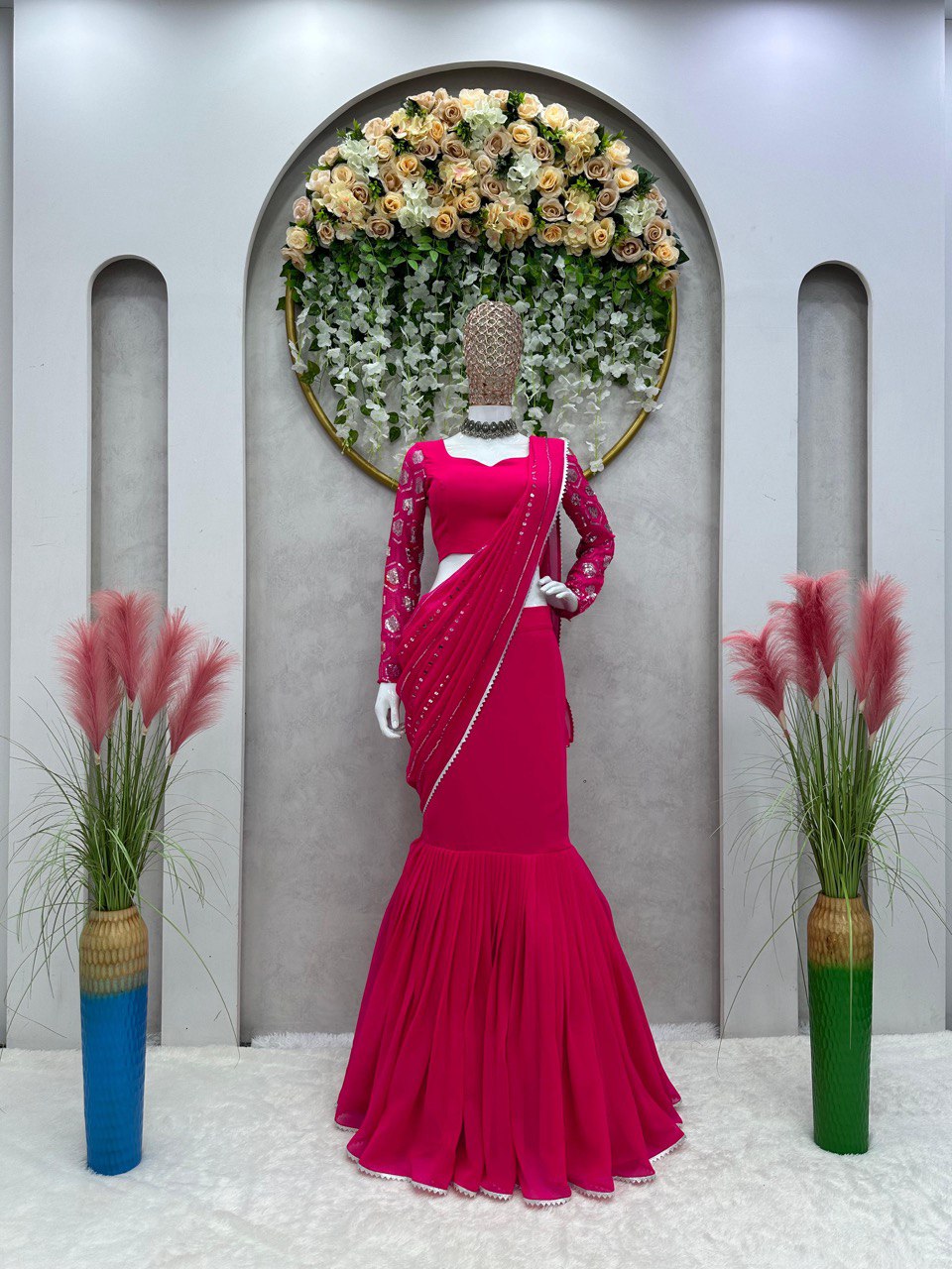 Pink Glamorous Ready-to-Wear Fox Georgette Lehenga Set ClothsVilla Main image