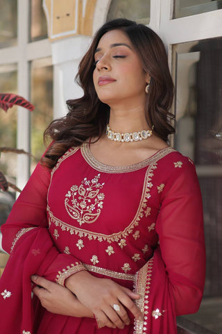 Pink Glamorous Sequins Embroidered Gown with Dupatta
