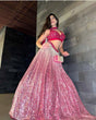 Load image into Gallery viewer, Pink Gorgeous Satin Silk Sequined Lehenga Set – Shine with Elegance ClothsVilla