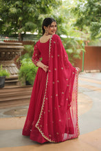 Load image into Gallery viewer, pink Gown with Dupatta Faux Blooming &amp; Sequins Embroidery Clothsvilla