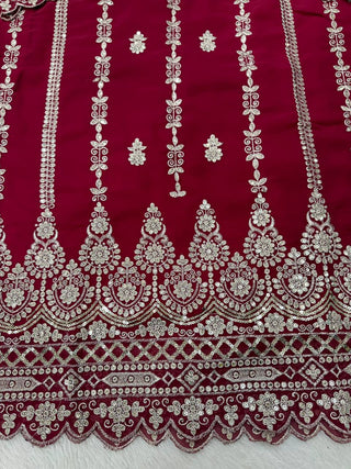 Pink Graceful Faux Georgette Sharara Set with Thread & Sequin Embroidery and Lace Border Dupatta ClothsVilla