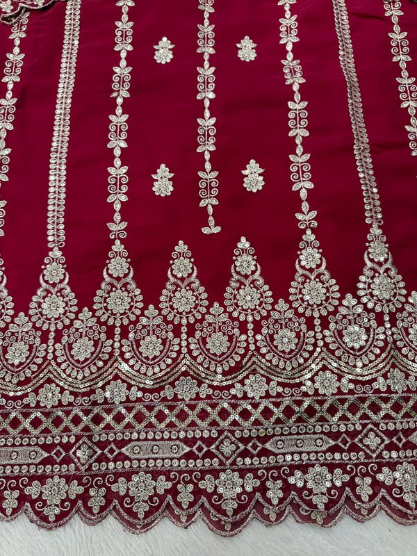 Pink Graceful Faux Georgette Sharara Set with Thread & Sequin Embroidery and Lace Border Dupatta ClothsVilla