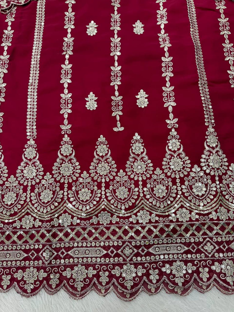 Pink Graceful Faux Georgette Sharara Set with Thread & Sequin Embroidery and Lace Border Dupatta ClothsVilla