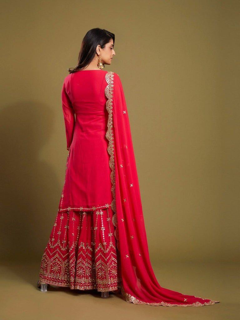 Pink Graceful Georgette Embroidered Suit Set with Dupatta Ready-to-Wear ClothsVilla