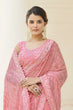 Load image into Gallery viewer, Pink Graceful Georgette Saree with Thread &amp; Sequins Work Unstitched Blouse Included ClothsVilla