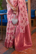 Load image into Gallery viewer, Pink Graceful &amp; Gold-Toned Banarasi Silk Blend Saree with Zari Woven Border ClothsVilla