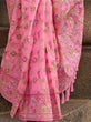 Load image into Gallery viewer, Pink Graceful Organza Silk Parsi Handloom Weaving Saree with Blouse Piece ClothsVilla