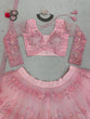 Load image into Gallery viewer, Pink Graceful Soft Net Semi-Stitched Lehenga Set with Sequence Embroidery &amp; Fancy Latkans ClothsVilla