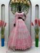 Load image into Gallery viewer, Pink Graceful Soft Net Semi-Stitched Lehenga Set with Sequence Embroidery &amp; Fancy Latkans ClothsVilla