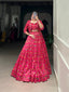 Pink Graceful Tussar Silk Floral Print Wedding Lehenga with Koti