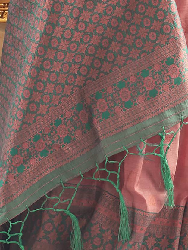 Pink Graceful Woven Banarasi Silk Blend Saree with Tassel Detailing ClothsVilla