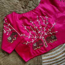 Load image into Gallery viewer, Pink Handcrafted Blouse with Detailed Sleeves and Back in Haka Silk ClothsVilla