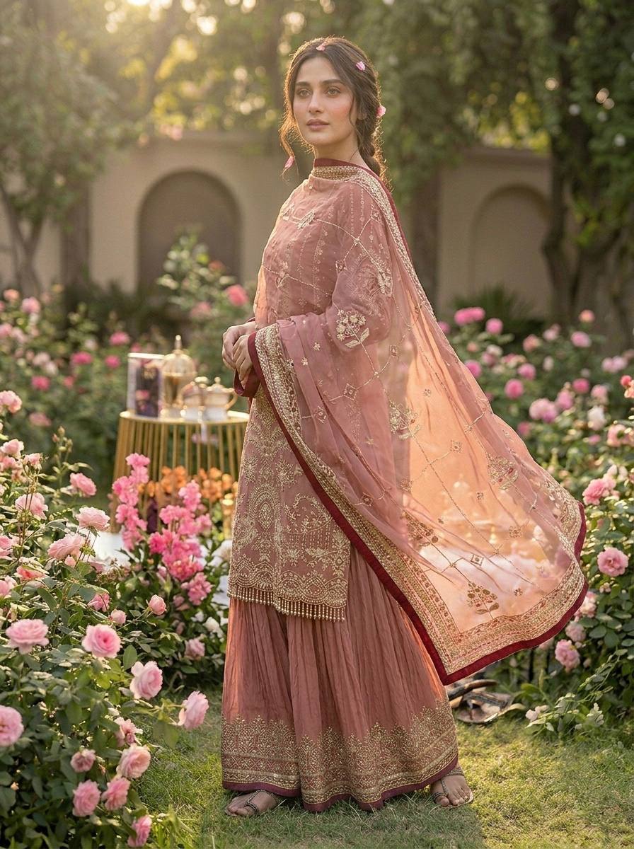 Pink Heavy Embroidered Plazzo Suit Set ClothsVilla