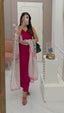 Pink Georgette Kurta Set with Butter Silk Pant & Digital Printed Dupatta