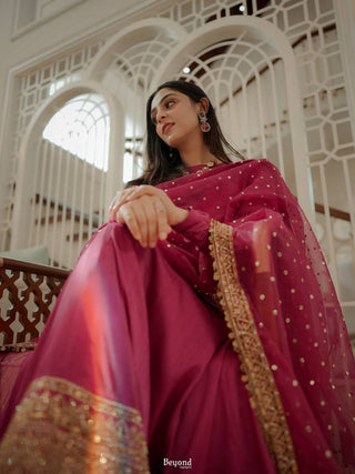 Pink Kali Cut Gown with Dupatta ClothsVilla