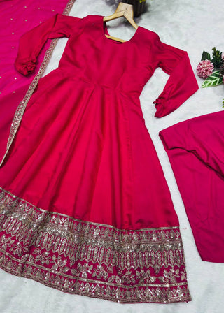 Pink Kali Cut Gown with Dupatta ClothsVilla