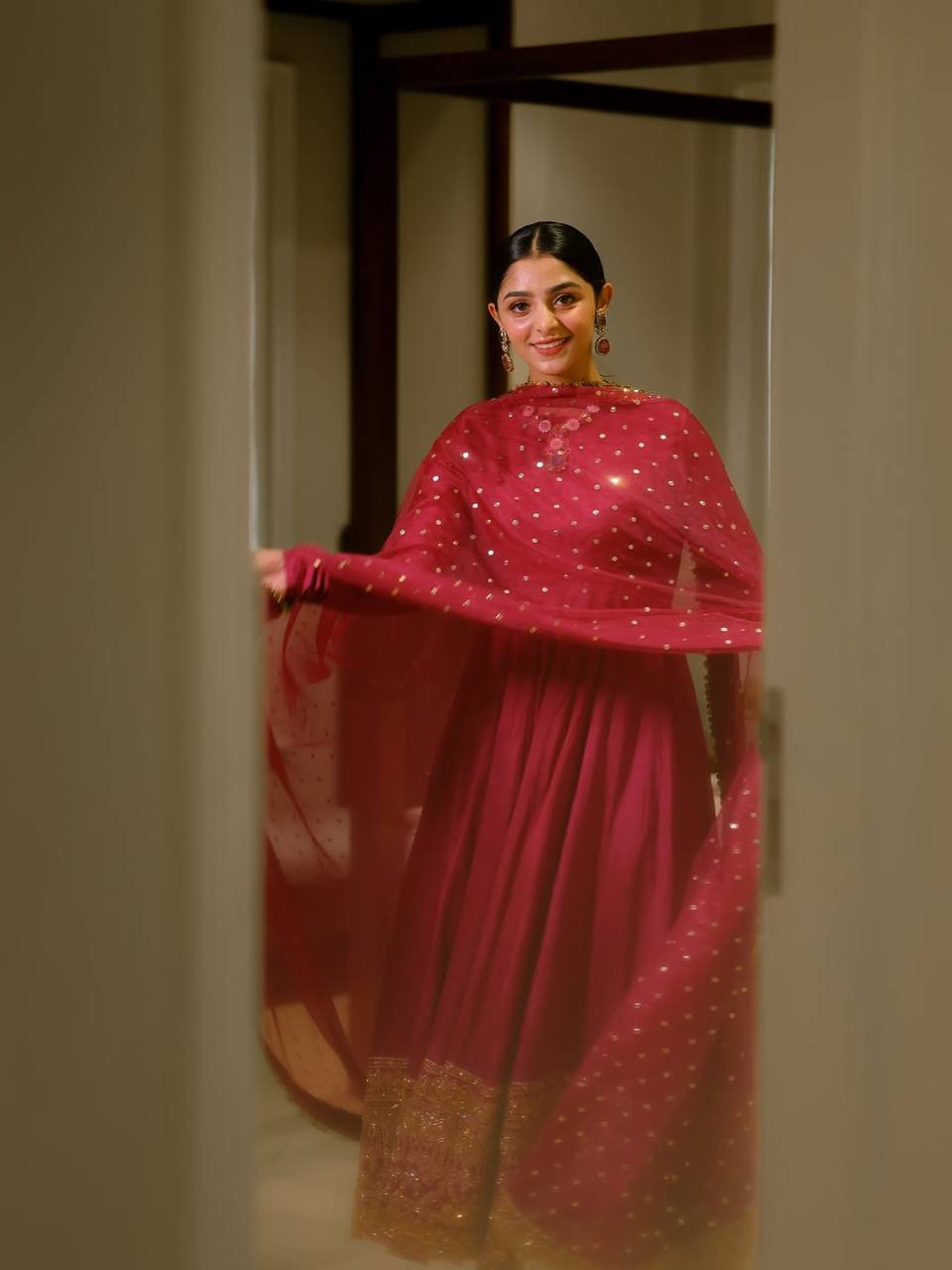 Pink Kali Cut Gown with Dupatta ClothsVilla