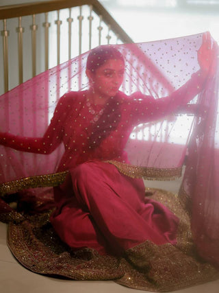 Pink Kali Cut Gown with Dupatta ClothsVilla