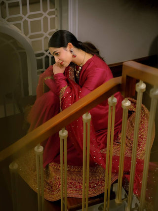Pink Kali Cut Gown with Dupatta ClothsVilla