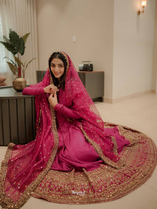 Pink Kali Cut Gown with Dupatta ClothsVilla