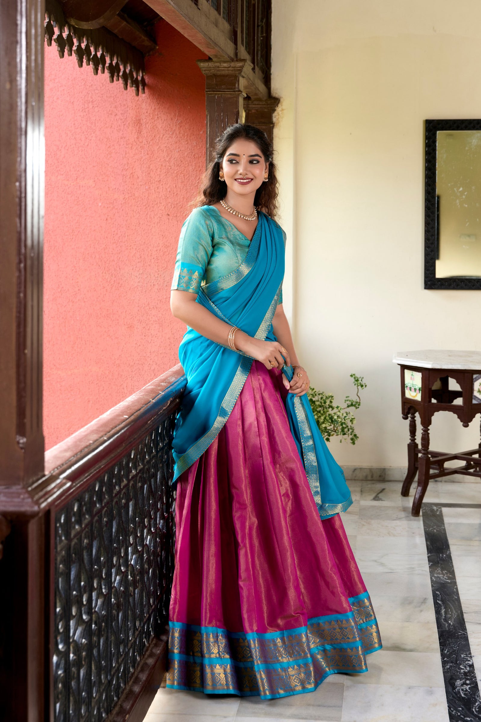 Pink Kanchipuram Lehenga Choli – Heritage Redefined with Regal Zari Weaving