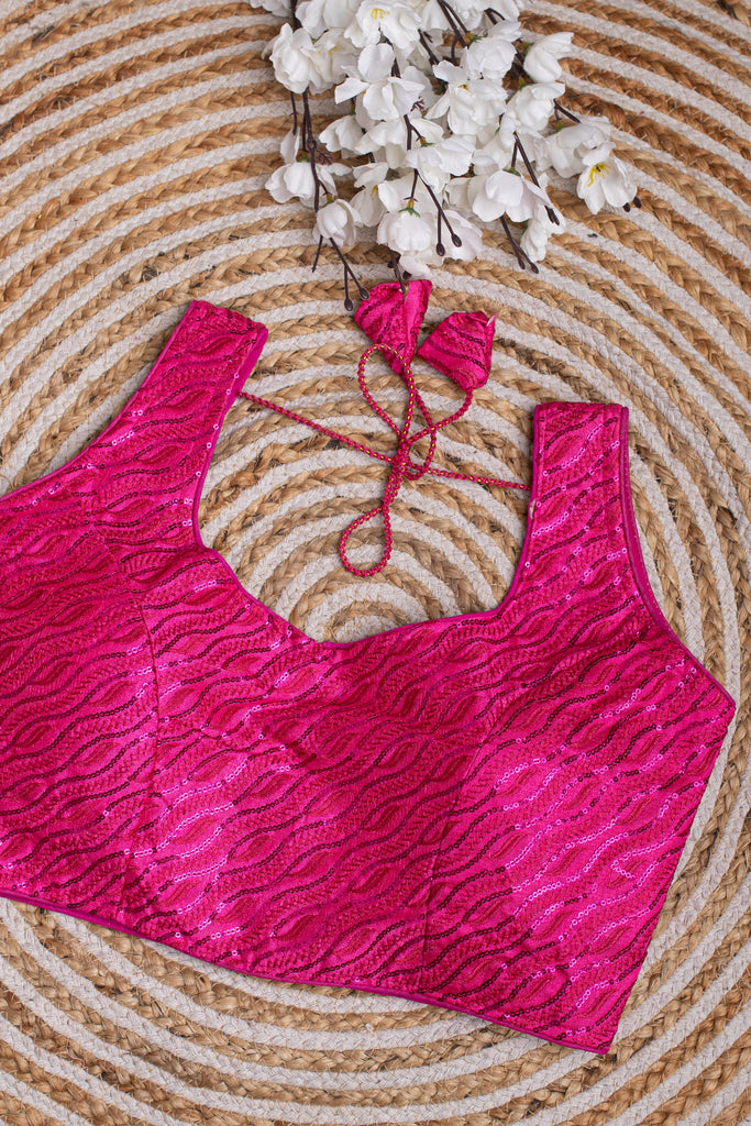 Pink Kashish Silk Blouse with Tone-to-Tone Sequin Work ClothsVilla