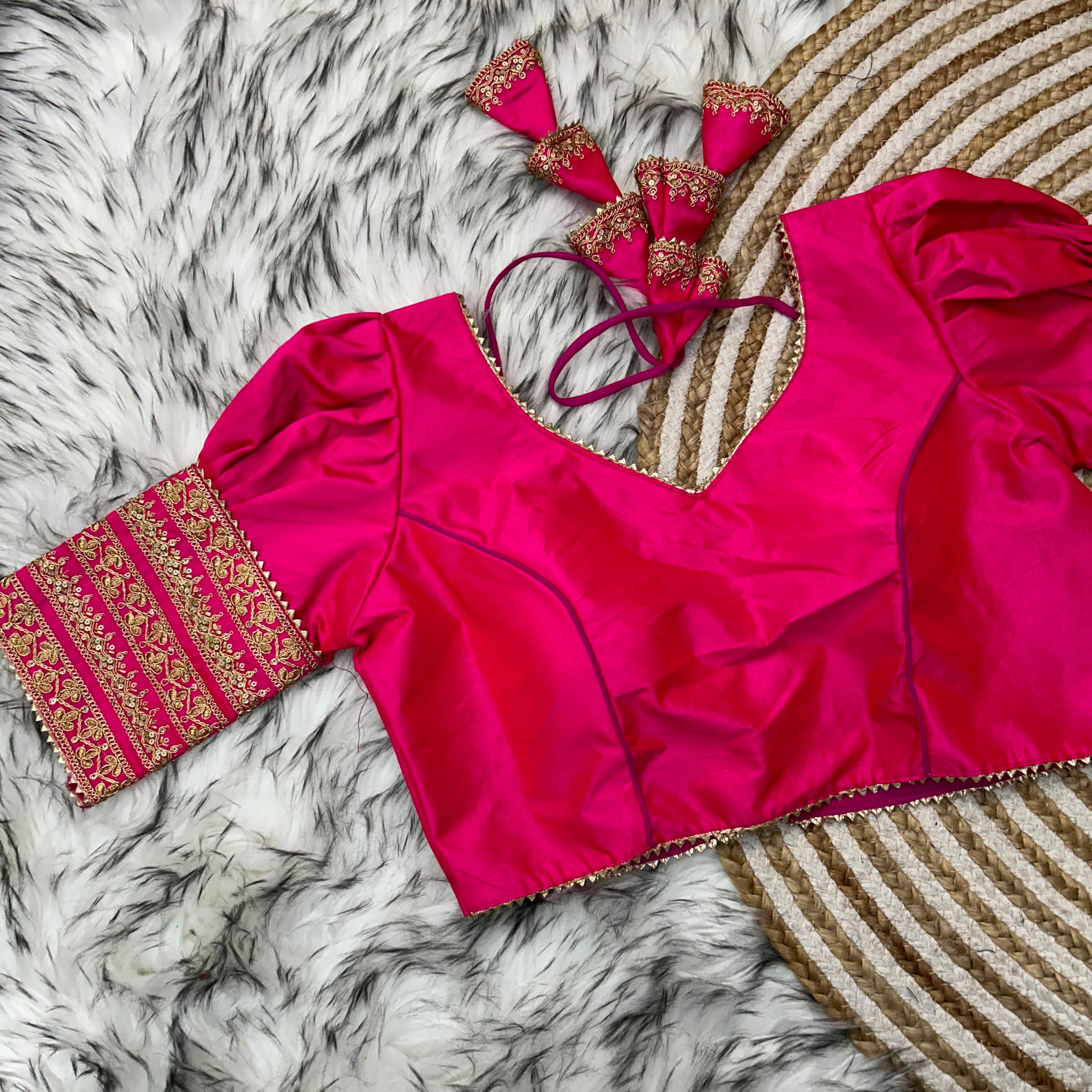 Pink Kilmora Silk Blouse with Handcrafted Embroidery and Sequence Accents Secondary image