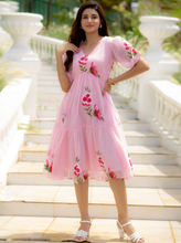 Load image into Gallery viewer, Pink Kota Checks Digital Print Full Round Flair Kurti with Inner ClothsVilla