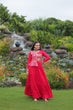 Load image into Gallery viewer, Pink Kutchi Gamthi Embroidered Rayon Frill Gown – 14 Kg Rayon, 12 Meter Flair, Fully Stitched with Cotton Lining ClothsVilla
