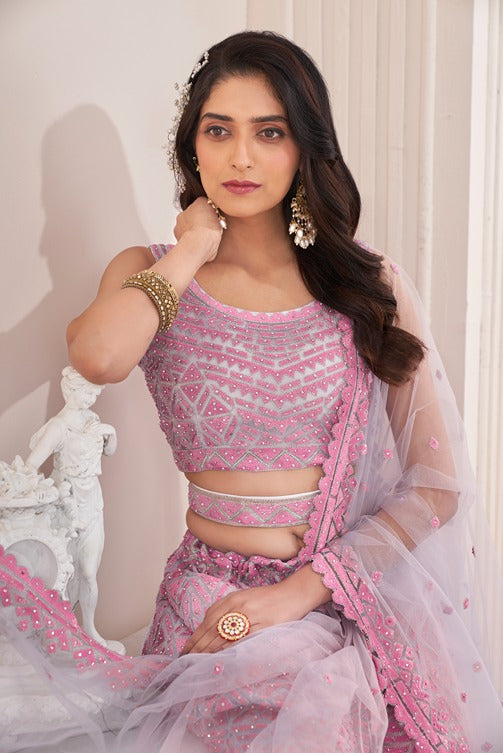 Girlish Trendy Pink Lehenga Choli Set ClothsVilla